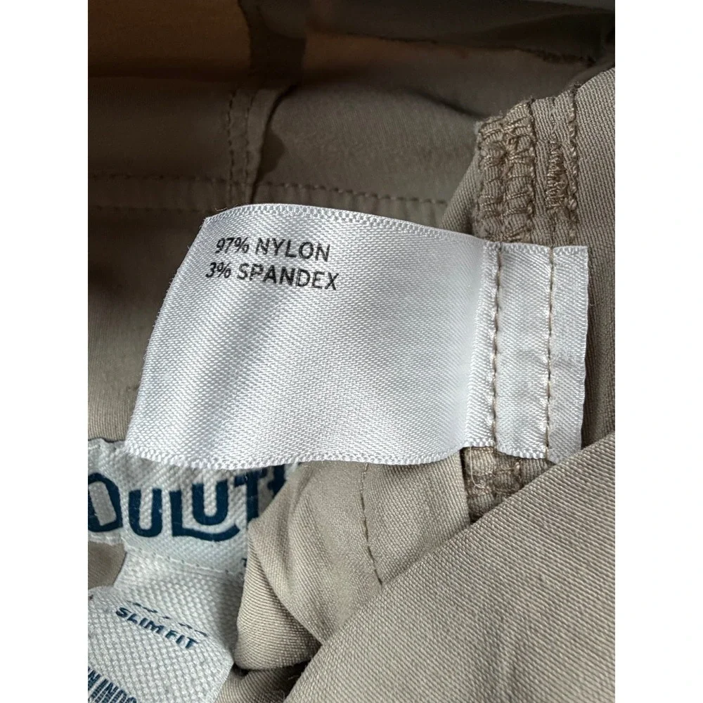 Duluth Mens 30x34 Cargo Pants Dry On The Fly Tan Nylon Stretch Slim Fit Hiking